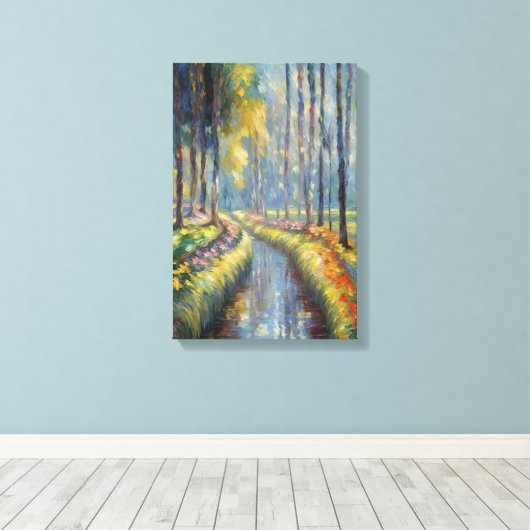 Rustige River Path impressionistische landschapsku Canvas Afdruk (Insitu (Houten vloer))