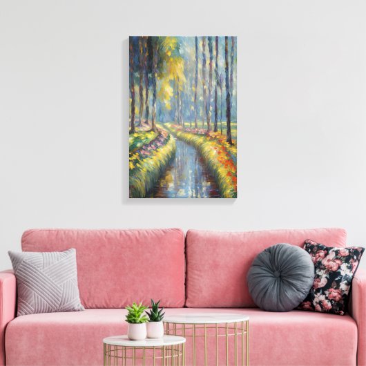 Rustige River Path impressionistische landschapsku Canvas Afdruk (Insitu (Woonkamer))