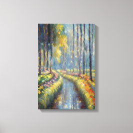 Rustige River Path impressionistische landschapsku Canvas Afdruk