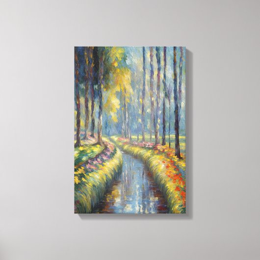 Rustige River Path impressionistische landschapsku Canvas Afdruk (Voorkant)
