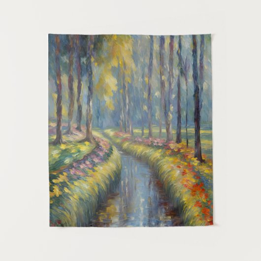 Rustige River Path impressionistische landschapsku Wandkleed (Voorkant)