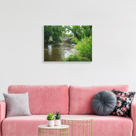 Rustige rivier Elwy & Brug St Asaph Canvas Afdruk