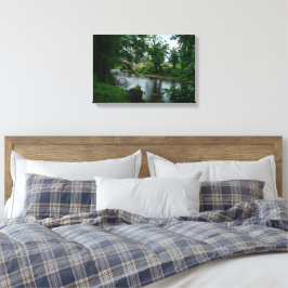 Rustige rivier Elwy en St Asaph-brug Canvas Afdruk