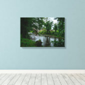 Rustige rivier Elwy en St Asaph-brug Canvas Afdruk (Insitu (Houten vloer))