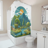 Rustige rivier met weelderig groen douchegordijn (In situ)