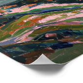 Rustige Rivier, Mountain Hues Illustratie Retro Poster (Hoek)