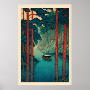 Rustige rivier muurkunst in de stijl van Hasui Kaw Poster