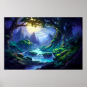 Rustige rivier onder maanlicht - Fantasy Art Poster (Voorkant)