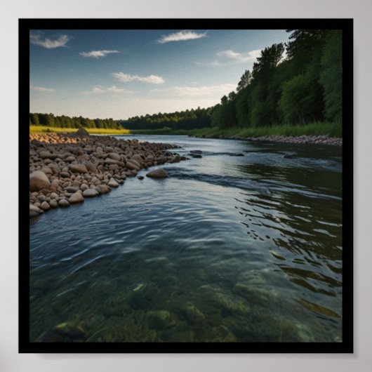 Rustige Rivier Platteland Poster (Voorkant)