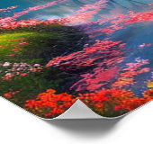 Rustige rivier te midden van torenhoge bergen poster (Hoek)