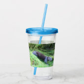 Rustige rivierotter landschappelijk wild ontspanne acryl drinkbeker (Achterkant)