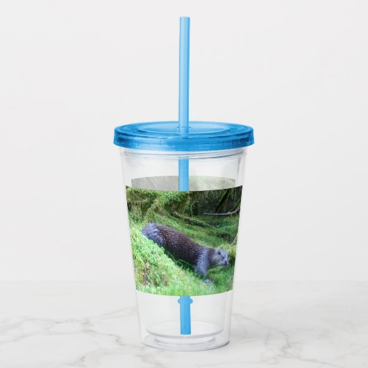 Rustige rivierotter landschappelijk wild ontspanne acryl drinkbeker (Voorkant)