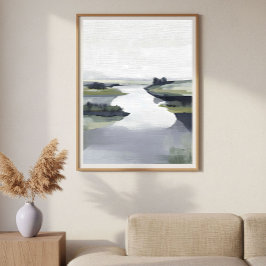 Rustige riviervallei Minimaal Abstract Landschap Poster