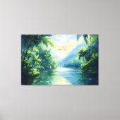 Rustige rivierwikkeling door dicht Oerwoud Canvas Afdruk (Voorkant)