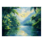 Rustige rivierwikkeling door dicht Oerwoud Perfect Poster (Voorkant)