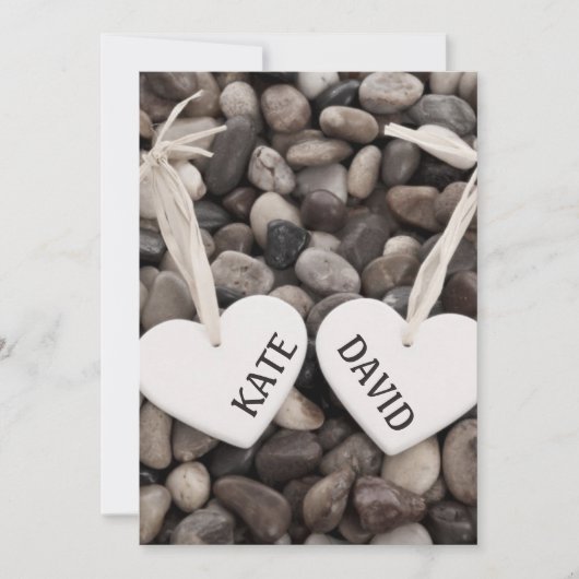 Rustige rivierzijdige Zee zijkeien bruiloft Kaart (Voorkant)