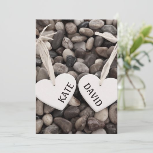 Rustige rivierzijdige Zee zijkeien bruiloft Kaart (Staand voorkant)