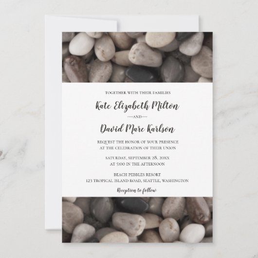 Rustige rivierzijdige Zee zijkeien bruiloft Kaart (Achterkant)