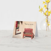 Rustige rode bank op het denken van You notecard Kaart (Gele Bloem)