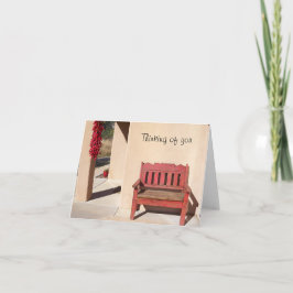 Rustige rode bank op het denken van You notecard Kaart