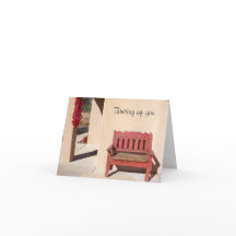 Rustige rode bank op het denken van You notecard