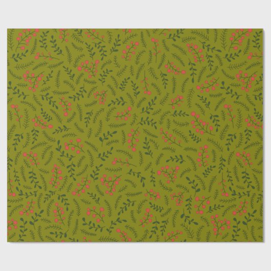 Rustige rode bladgroenrooster voor olijven cadeaupapier (Vlak)