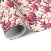 Rustige rode bloem- en vogelprint cadeaupapier (Rol Hoek)