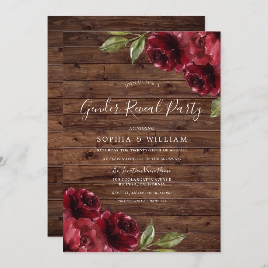 Rustige Rode Bloemen Genderfeest Kaart (Voorkant / Achterkant)