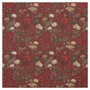 Rustige rode botanische bloemrijke vintage boho bl stof