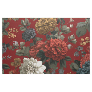 Rustige rode botanische bloemrijke vintage boho bl stof