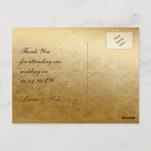 Rustige rode bruiloft Dank je Briefkaart (Achterkant)