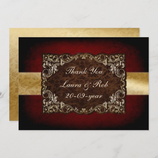 Rustige rode bruiloft Dank je Kaart (Voorkant / Achterkant)