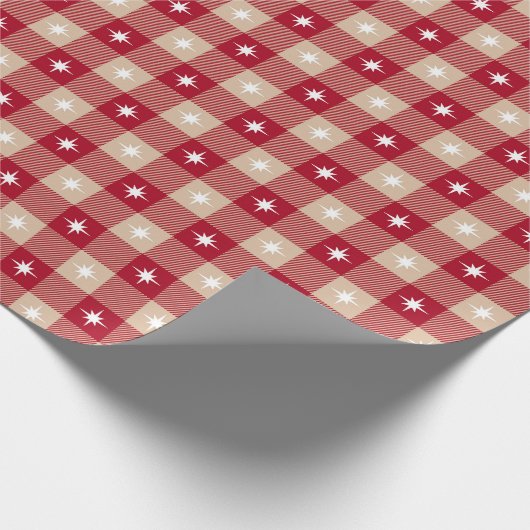 Rustige rode bruine gebluste kerstverlichting cadeaupapier (Hoek)