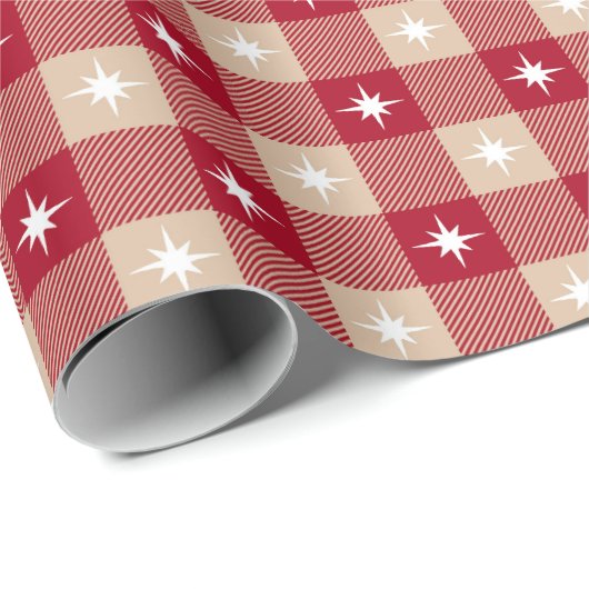 Rustige rode bruine gebluste kerstverlichting cadeaupapier (Rol Hoek)