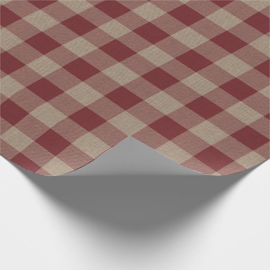 Rustige  rode buffelcheque cadeaupapier (Hoek)