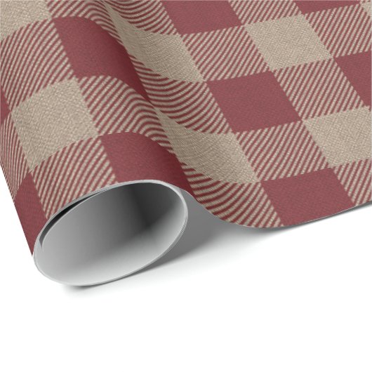 Rustige  rode buffelcheque cadeaupapier (Rol Hoek)