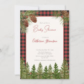 Rustige rode buffelplaid winter baby shower kaart (Voorkant)