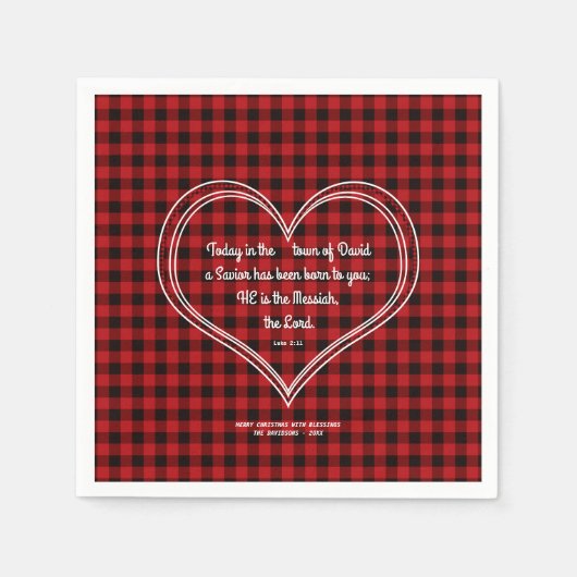 Rustige rode buffels Bijbel Verse Kerstmis Servet (Voorkant)