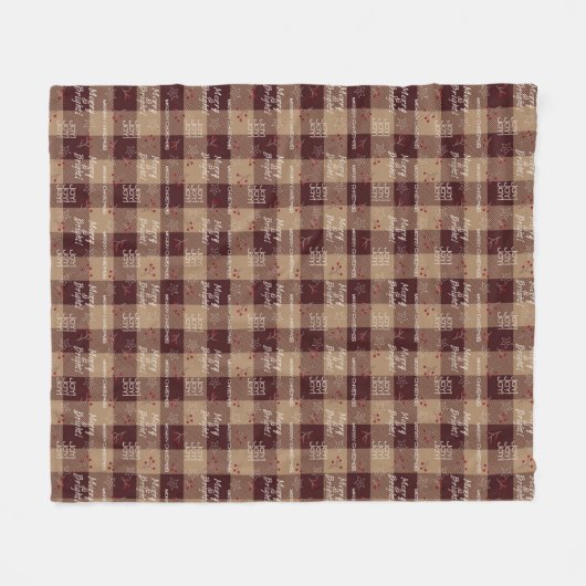 Rustige rode en bruine buffelplaat | Kerstmis Fleece Deken (Voorkant (Horizontaal))