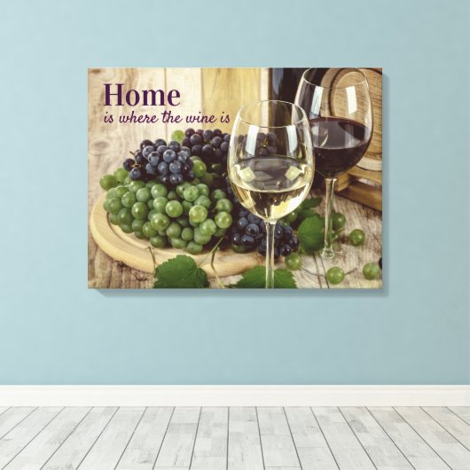 Rustige rode en witte glazen druiven Barrel Canvas Afdruk (Insitu (Houten vloer))