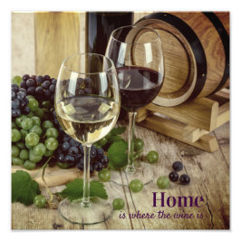 Rustige rode en witte glazen druiven Barrel Foto Afdruk