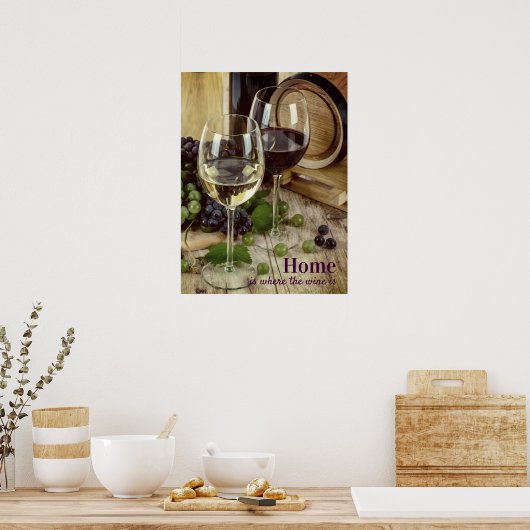 Rustige rode en witte glazen druiven Barrel Poster (Keuken)