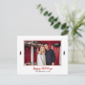 Rustige rode en witte kerstboom met gingham-flatje aankondigingskaart (Staand voorkant)