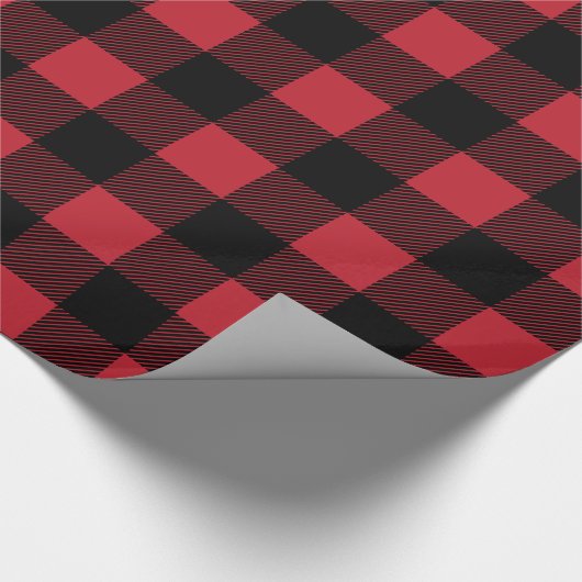 Rustige rode en zwarte buffelkerst cadeaupapier (Hoek)