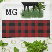 Rustige rode en zwarte buffelmoer theedoek (Gevouwen)