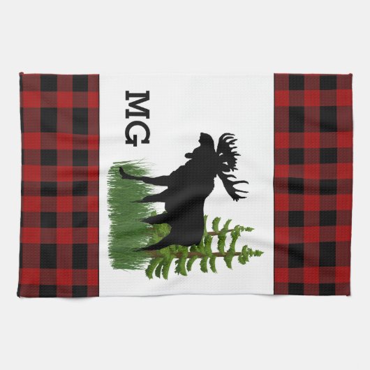 Rustige rode en zwarte buffelmoer theedoek (Horizontaal)