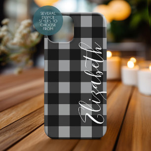 Rustige rode en zwarte buffelplaat - kan grijs bew iPhone 15 case