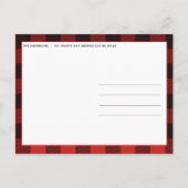 Rustige rode en zwarte kerstboom met gingham aankondigingskaart (Achterkant)