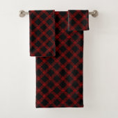 Rustige rode en zwarte tartan met ingegraveerde li bad handdoek (Insitu)