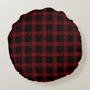 Rustige rode en zwarte tartan met ingegraveerde li rond kussen